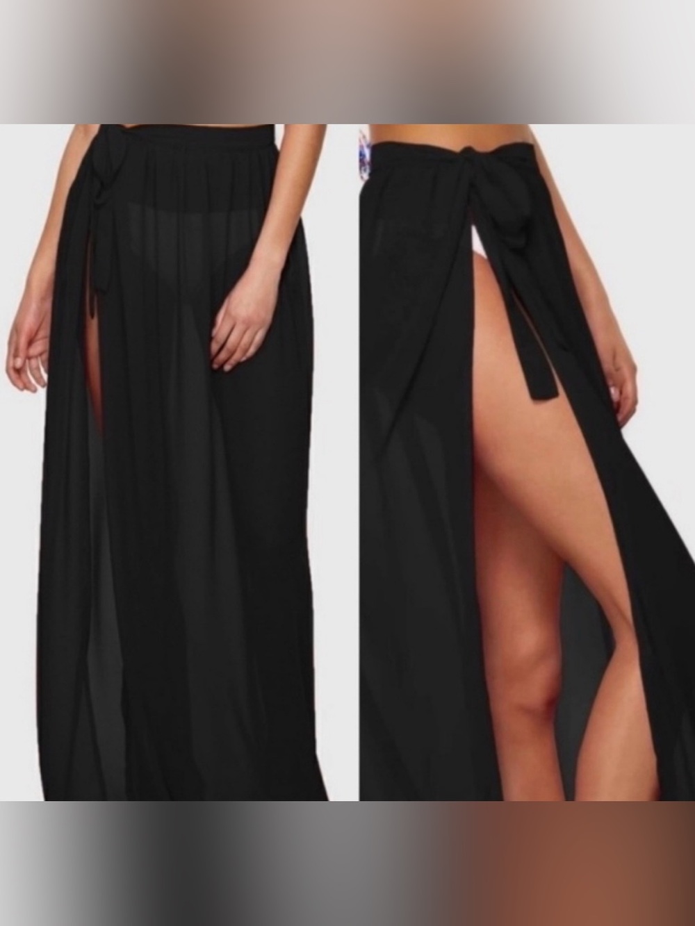 NWT NKSW NAKED SWIMWEAR Black Tie-Waist Sarong Swim Coverup One Size Fits All